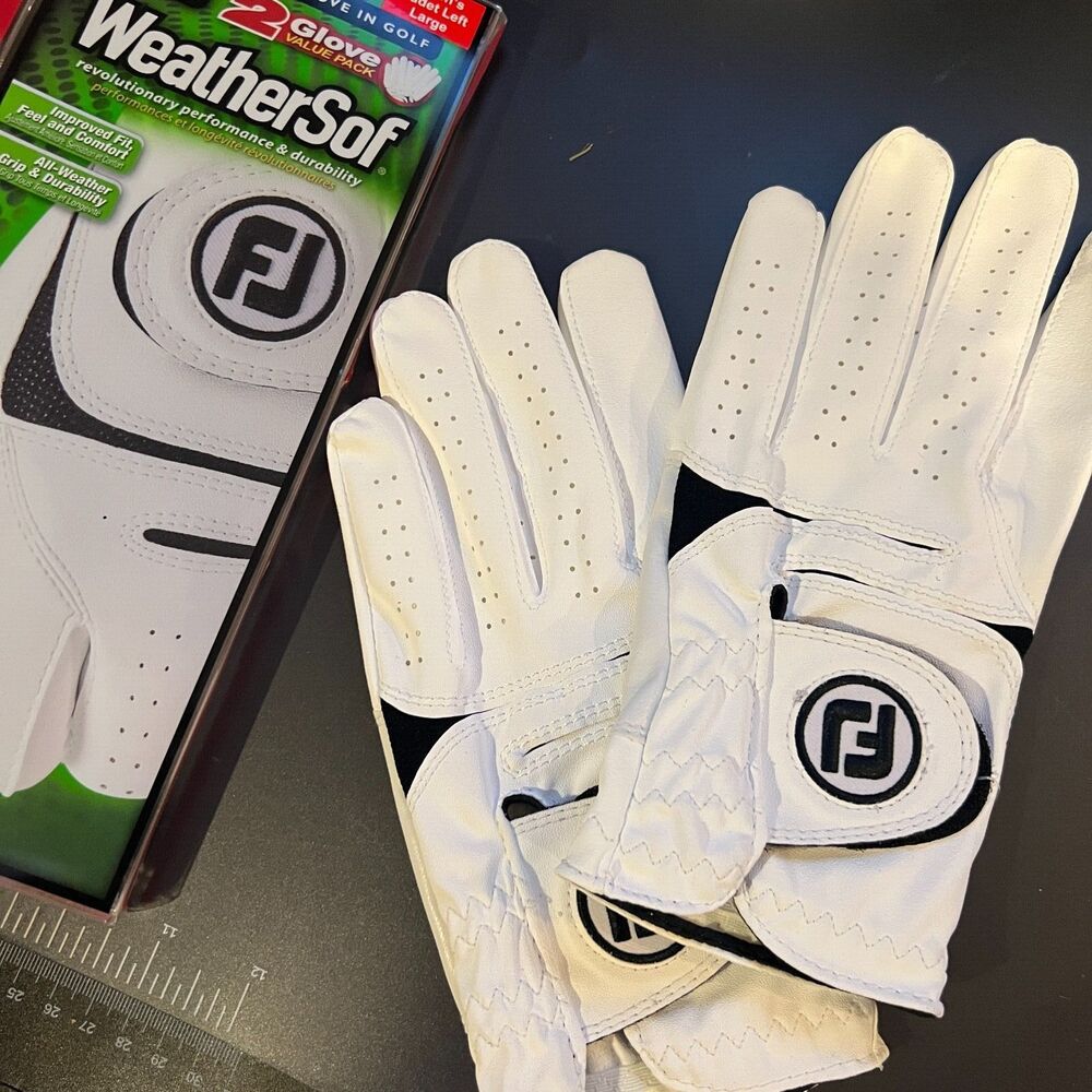 Footjoy WeatherSof Golf Gloves Men's cadet Left Size Large 2-pack open box white